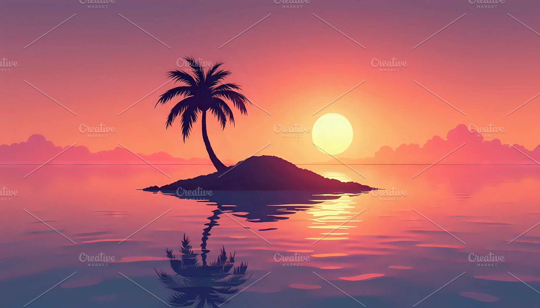 Illustrate a small tropical island w, a Photo by LOGOCREATIVE