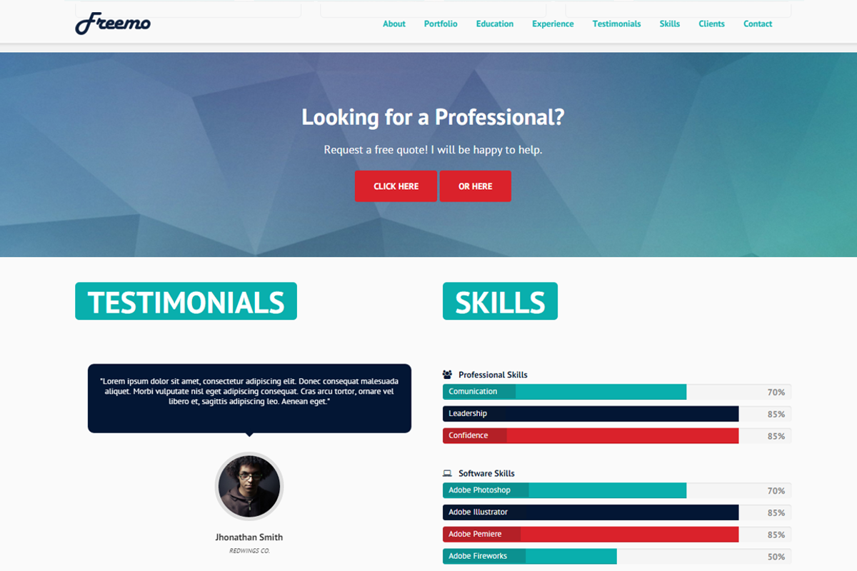 Freemo - Resume / Portfólio Theme, a HTML Template by ThemeBear (Photo 5 of 5)