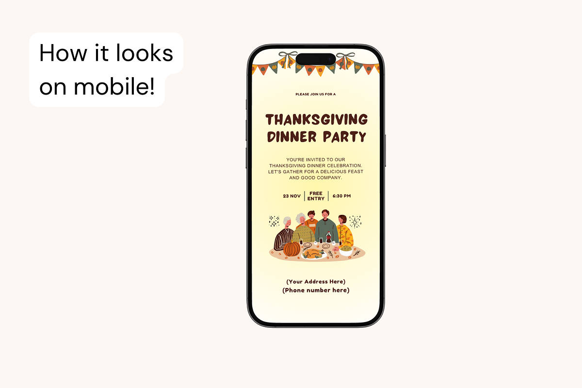 Thanksgiving Dinner Party Invitation, a Social Media Template by Adored Templates (Photo 2 of 10)