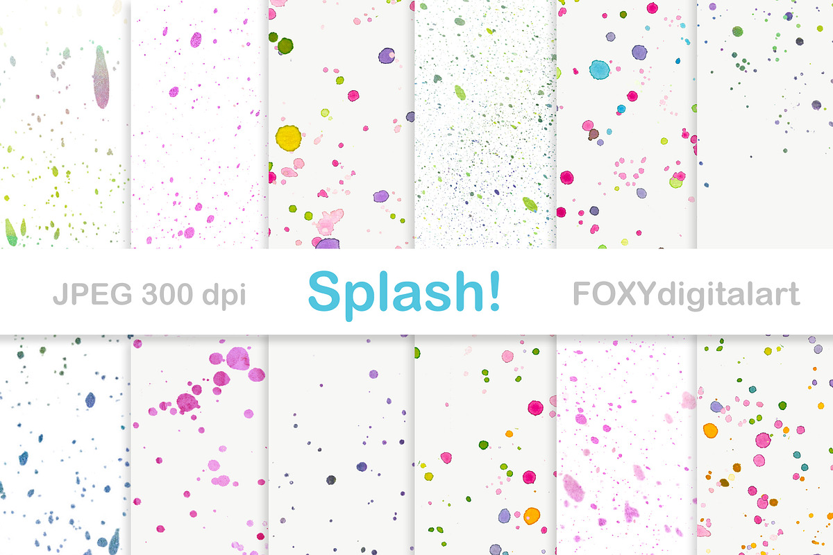 Paint splatter digital paper wedding, a Texture Graphic by FOXYdigitalart (Photo 1 of 4)