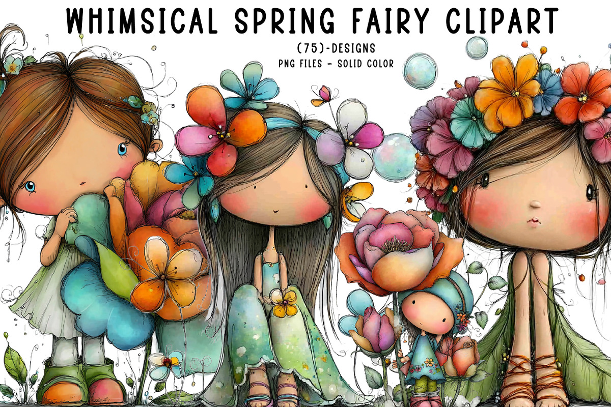 Whimsical Spring Fairy Clipart, an Illustration by CreationArt (Photo 1 of 7)