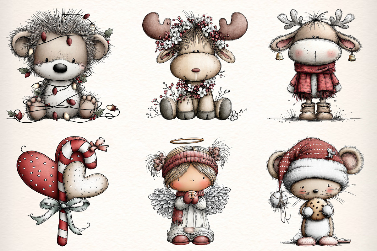 Whimsical Christmas Clipart Bundle, an Illustration by Dream Creation (Photo 2 of 7)