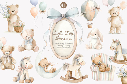 soft toy nursery clipart set