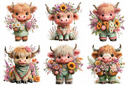 Watercolor Summer Highland Cow Clipa, an Illustration by Daily.Designs (Thumbnail 3 of 8)