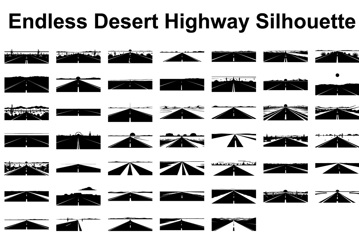 Desert Highway Silhouette Set, an Illustration by musafir_fashion (Photo 1 of 16)