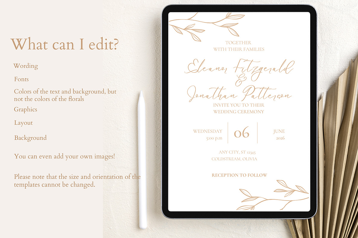Canva Elegant* Wedding Invitation, an Invitation Template by ElladesignCo (Photo 1 of 4)