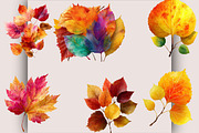 Watercolor Autumn Fall Leaves, a Seasonal Illustration by SVGArt (Thumbnail 2 of 10)