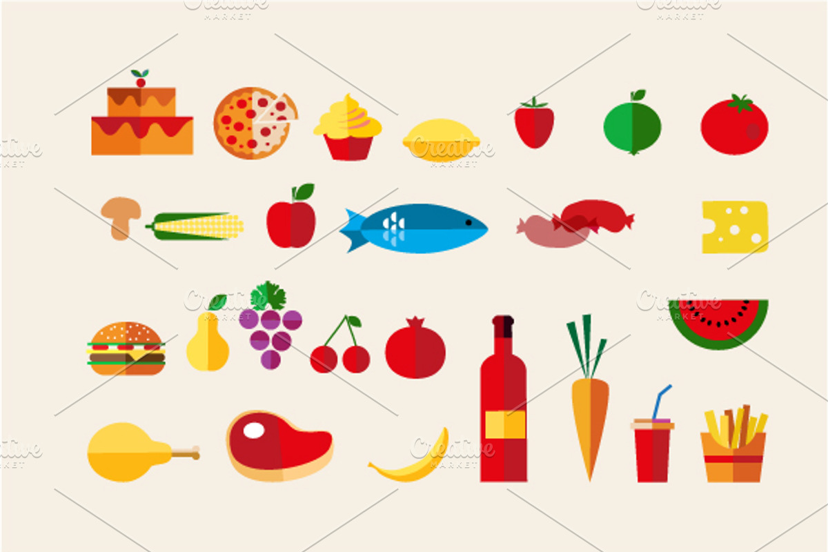 Ecology bags + icon set, a Food Illustration by zoya (Photo 3 of 5)