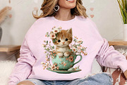 Whimsical Funny Spring Cats Clipart, a Seasonal Illustration by Canvas Craft (Thumbnail 4 of 7)