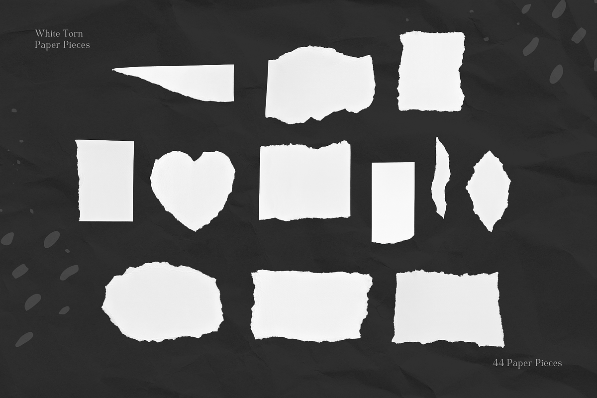 44 White Ripped Paper Pieces, a Texture Graphic by Ksuview (Photo 3 of 5)