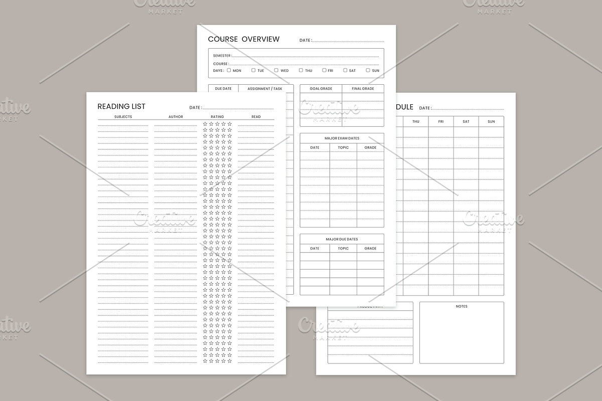 Study Planning Pages Set V-12, a Stationery Template by shahsoft (Photo 3 of 3)