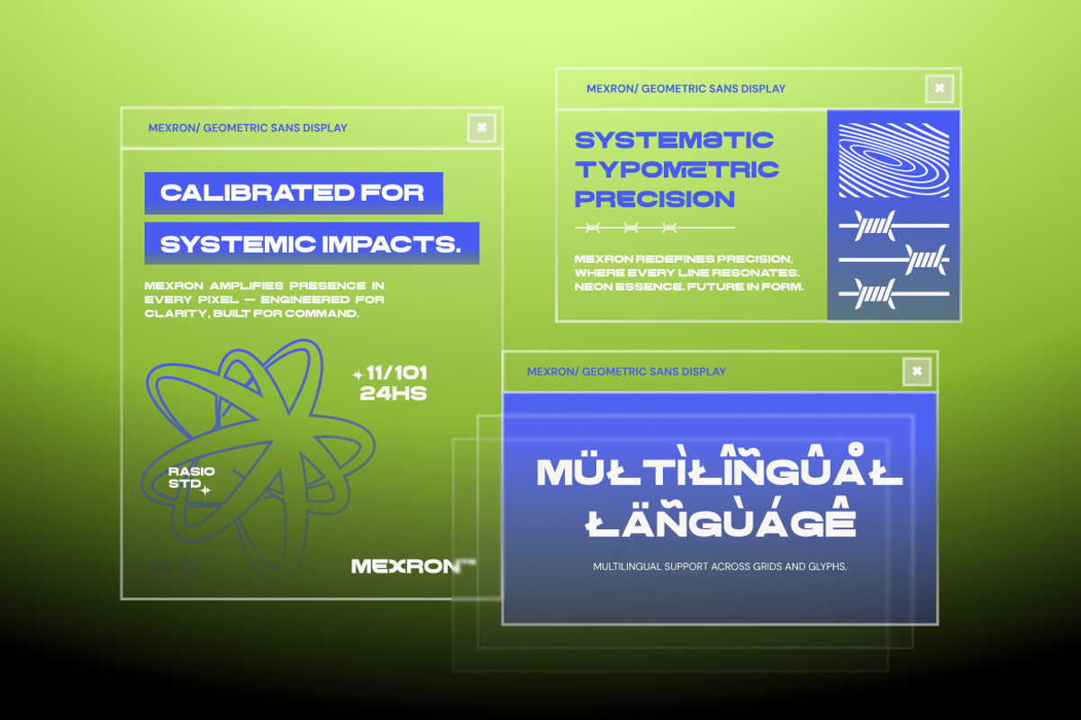 Mexron Geometric Sans Display Font, a Sans Serif Font by Rasio Studio (Photo 3 of 8)