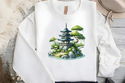 Japanese Garden Watercolor Clipart, an Illustration by DreamCafeArt (Thumbnail 4 of 7)