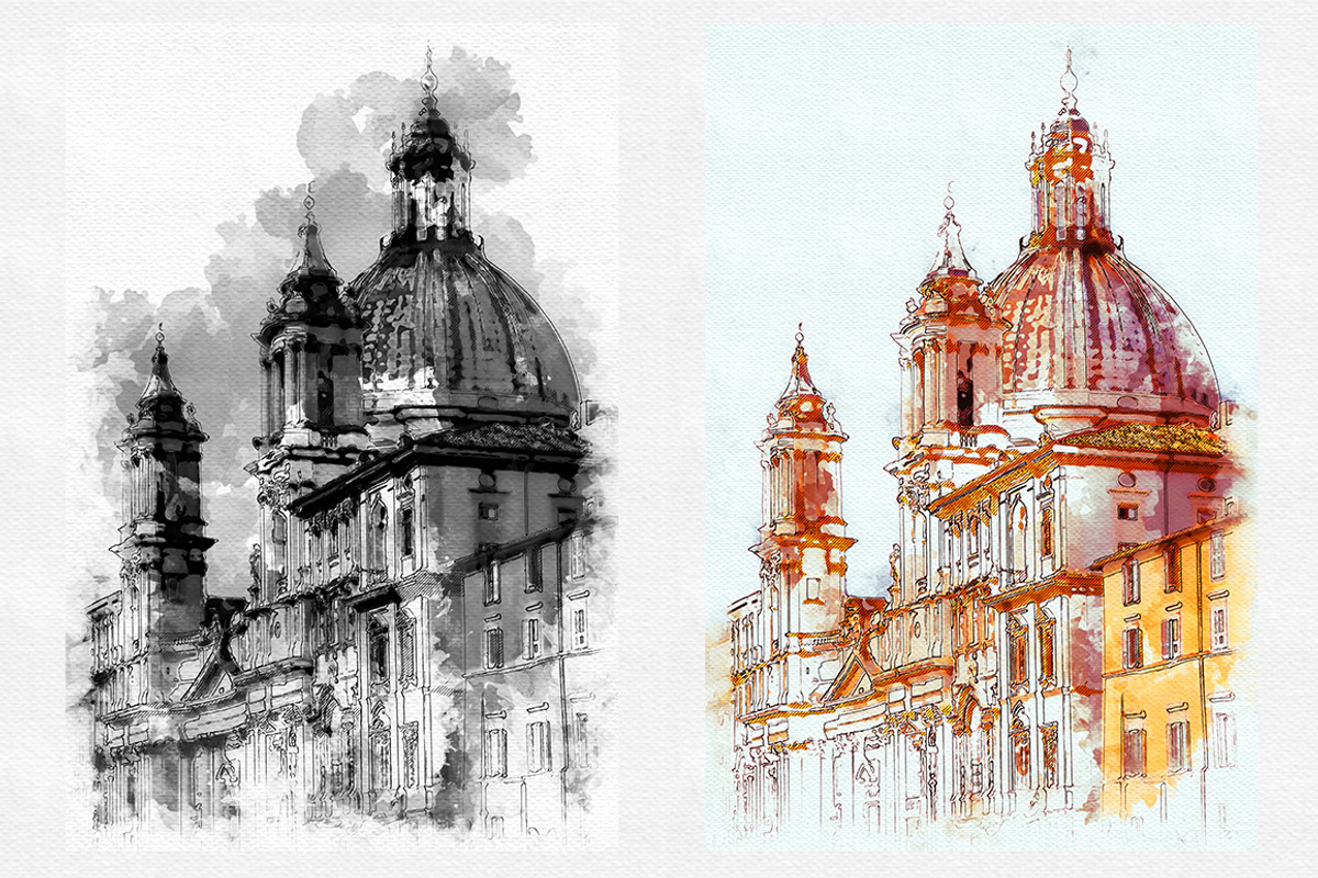 Watercolor Urban Sketcher PS Action, an Action Add-On by SlideSalad (Photo 4 of 21)