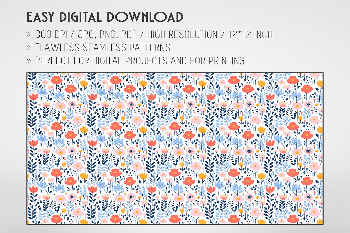 20 Seamless Floral Garden Patterns, a Pattern Graphic by Nordic Design (Photo 2 of 9)