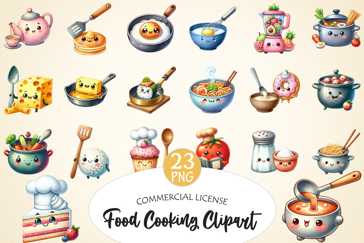 Kawaii Food Cooking Clipart, a Seasonal Illustration by Daily.Designs