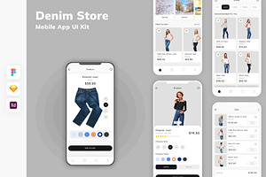 Denim Store Mobile App UI Kit, an UI Kit Template by uicube