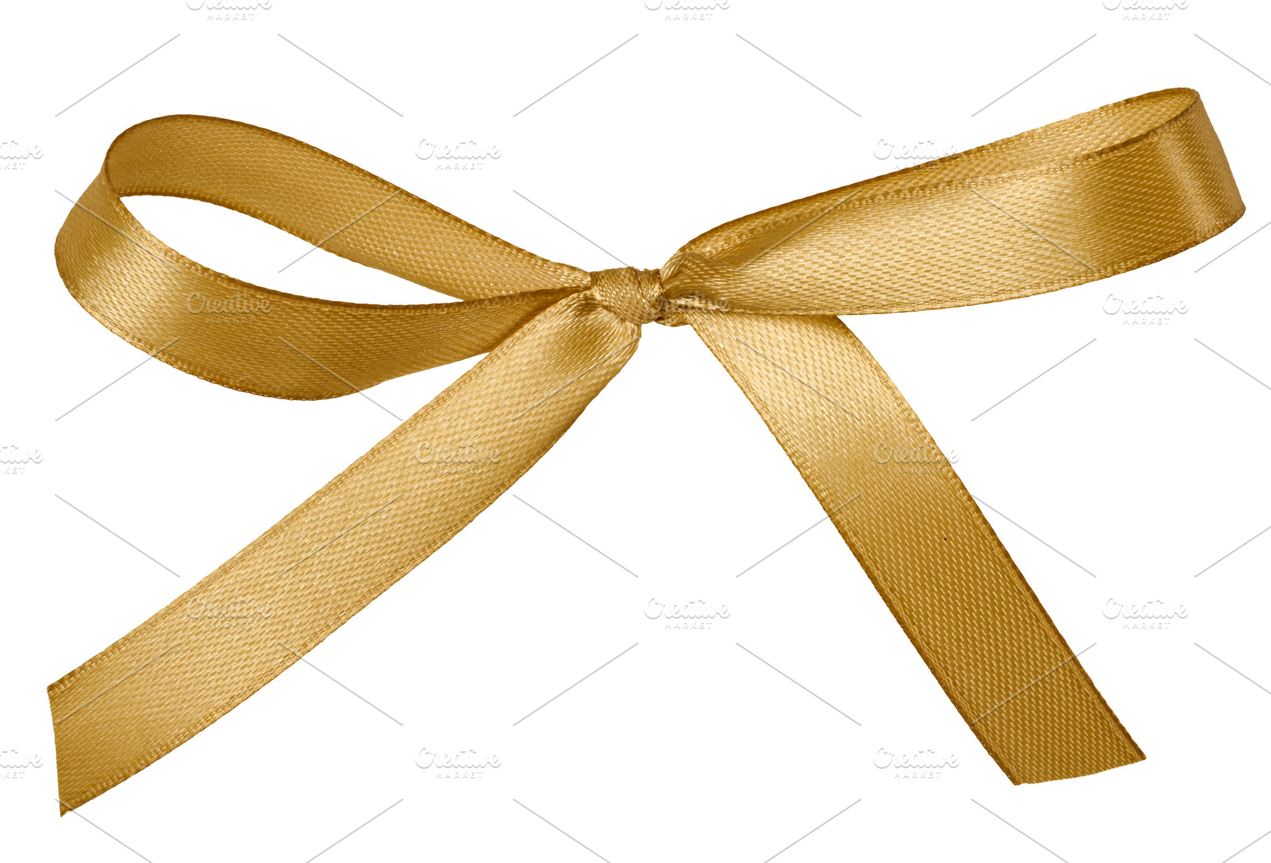 Golden satin ribbon bow on isolated background, a Holiday Photo by ndanko