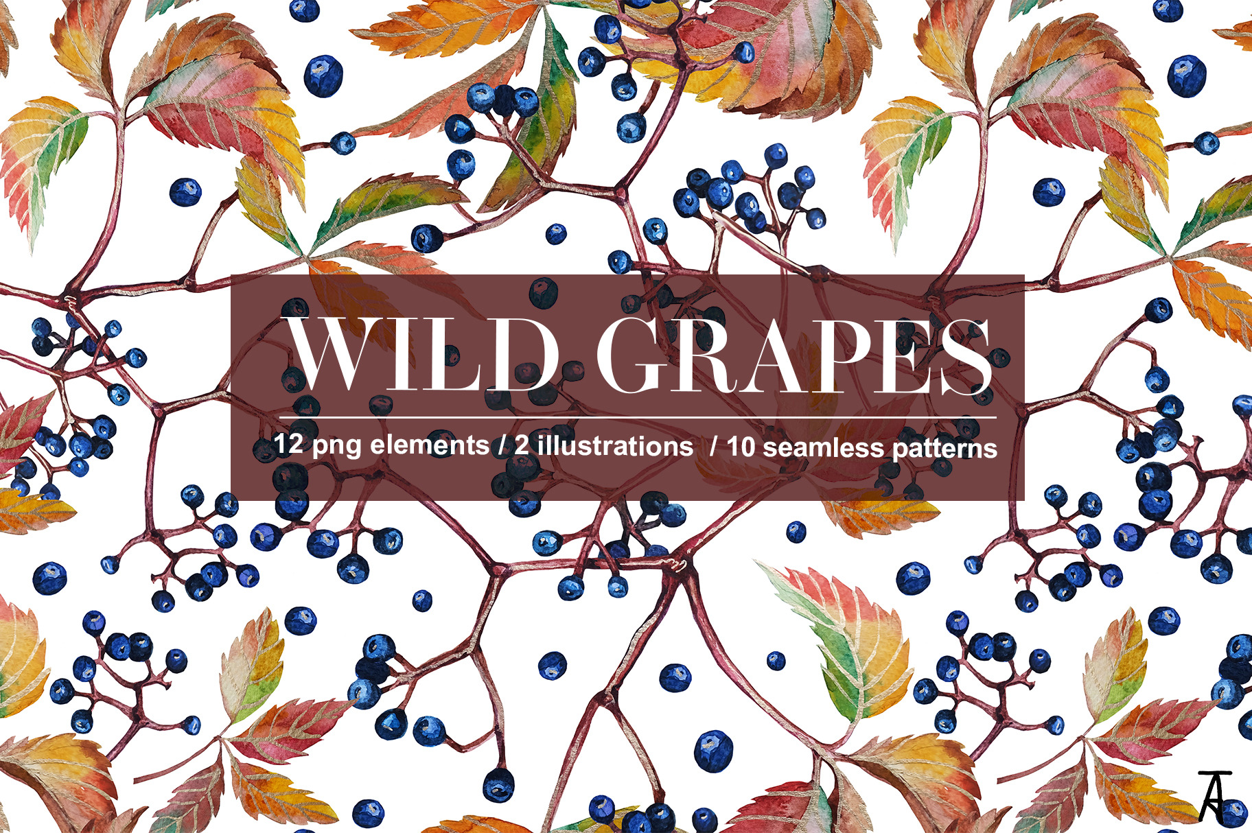 Wild grapes. Png and patterns, a Pattern Graphic by emeraldthue