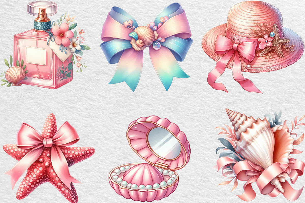 Coquette Coastal Clipart Bundle, an Illustration by Black Bird Studio (Photo 3 of 4)