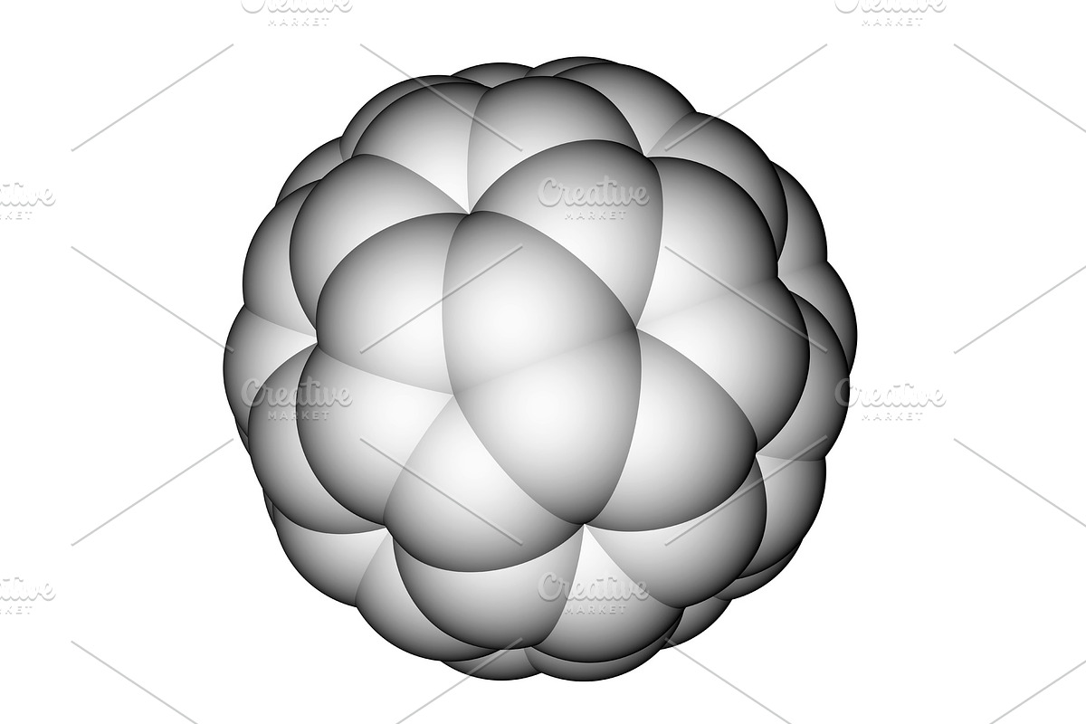 Fullerene C60 space filling, a Technology Illustration by Leonid Andronov