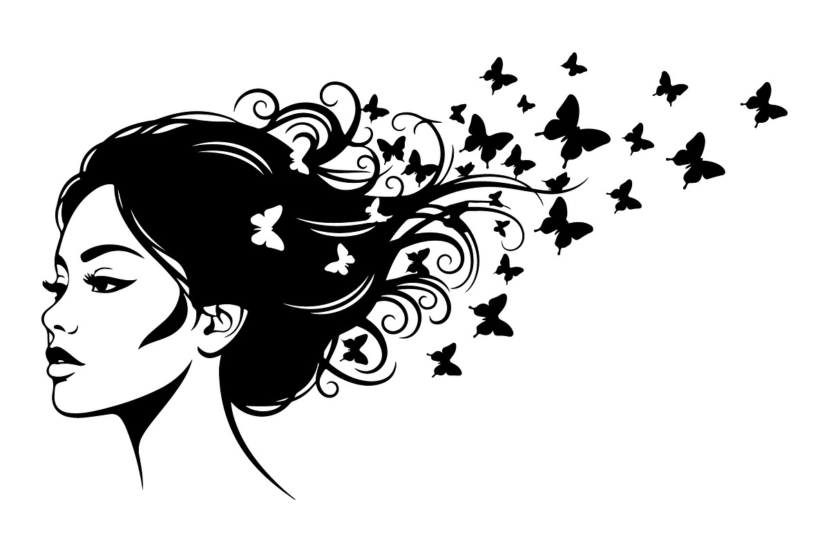 Woman Butterfly Hair Silhouette, an Object Illustration by yasushie (Photo 24 of 31)