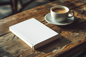 Mockup of a blank white book lies, a Background Photo by MistyDay