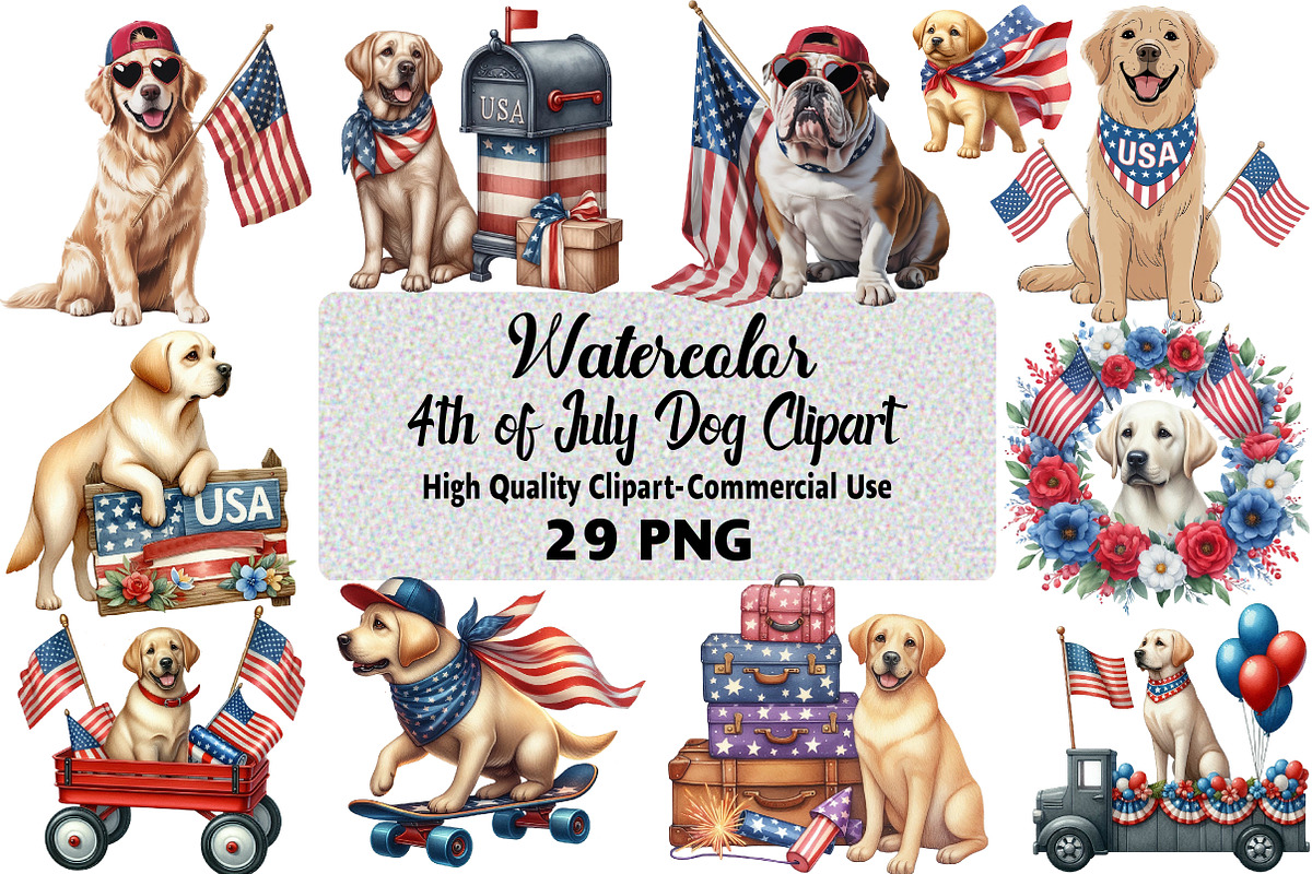 4th of July Dog PNG Bundle, an Illustration by Daily.Designs (Photo 1 of 5)