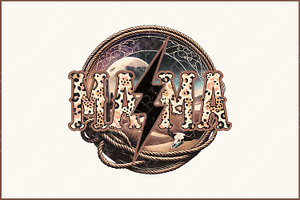 Mama Western Lightning Bolt PNG