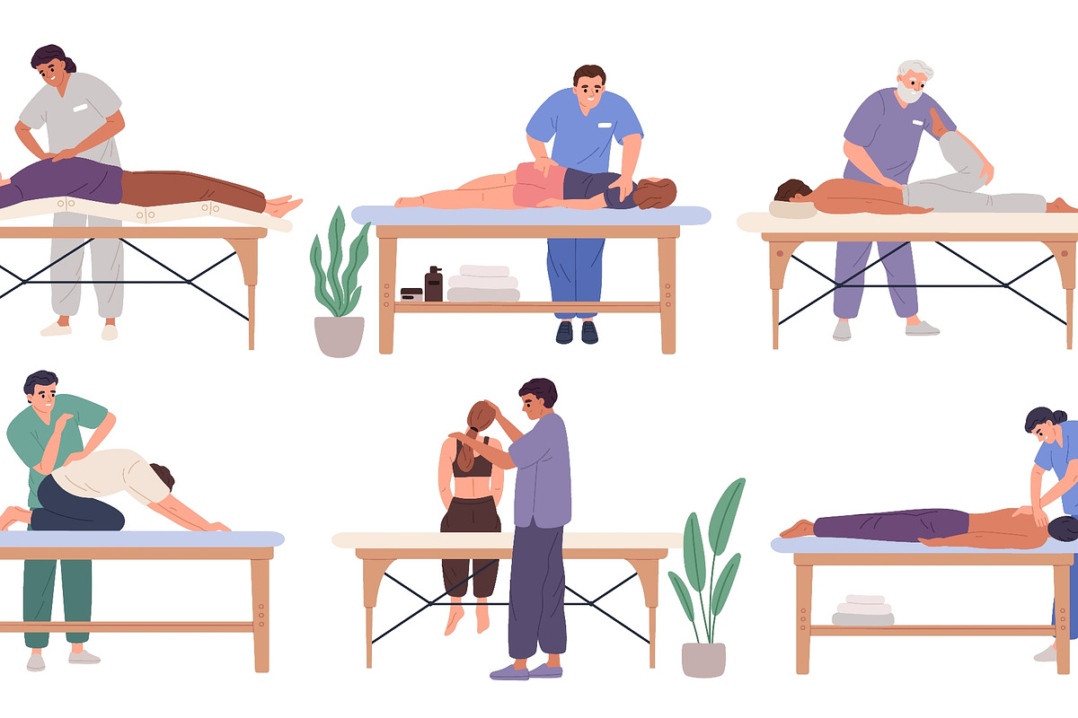 People at chiropractors. Osteopath, a Healthcare Illustration by YummyBuum (Photo 2 of 3)