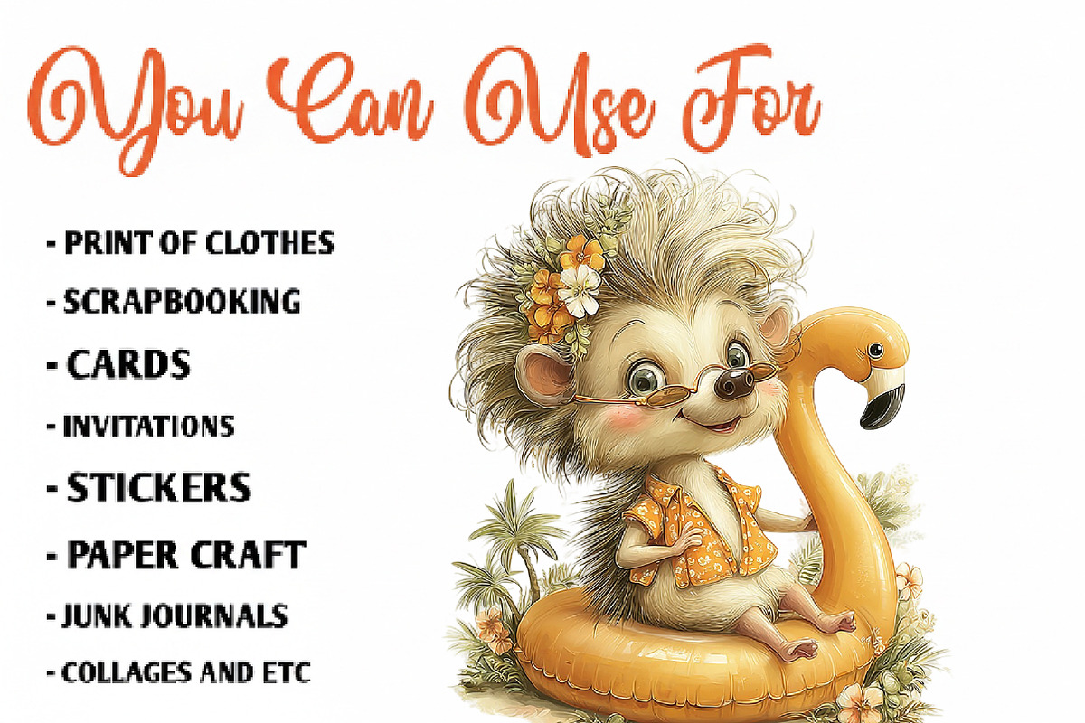 Whimsical Summer Hedgehog PNG, an Animal Illustration by CreationArt (Photo 5 of 7)
