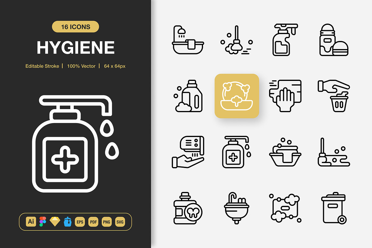 Hygiene Icons, an Outline Icon by Spacepixel Creative