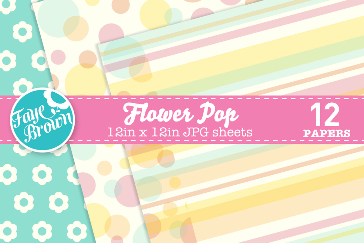 Flower pop digital paper patterns preview 2