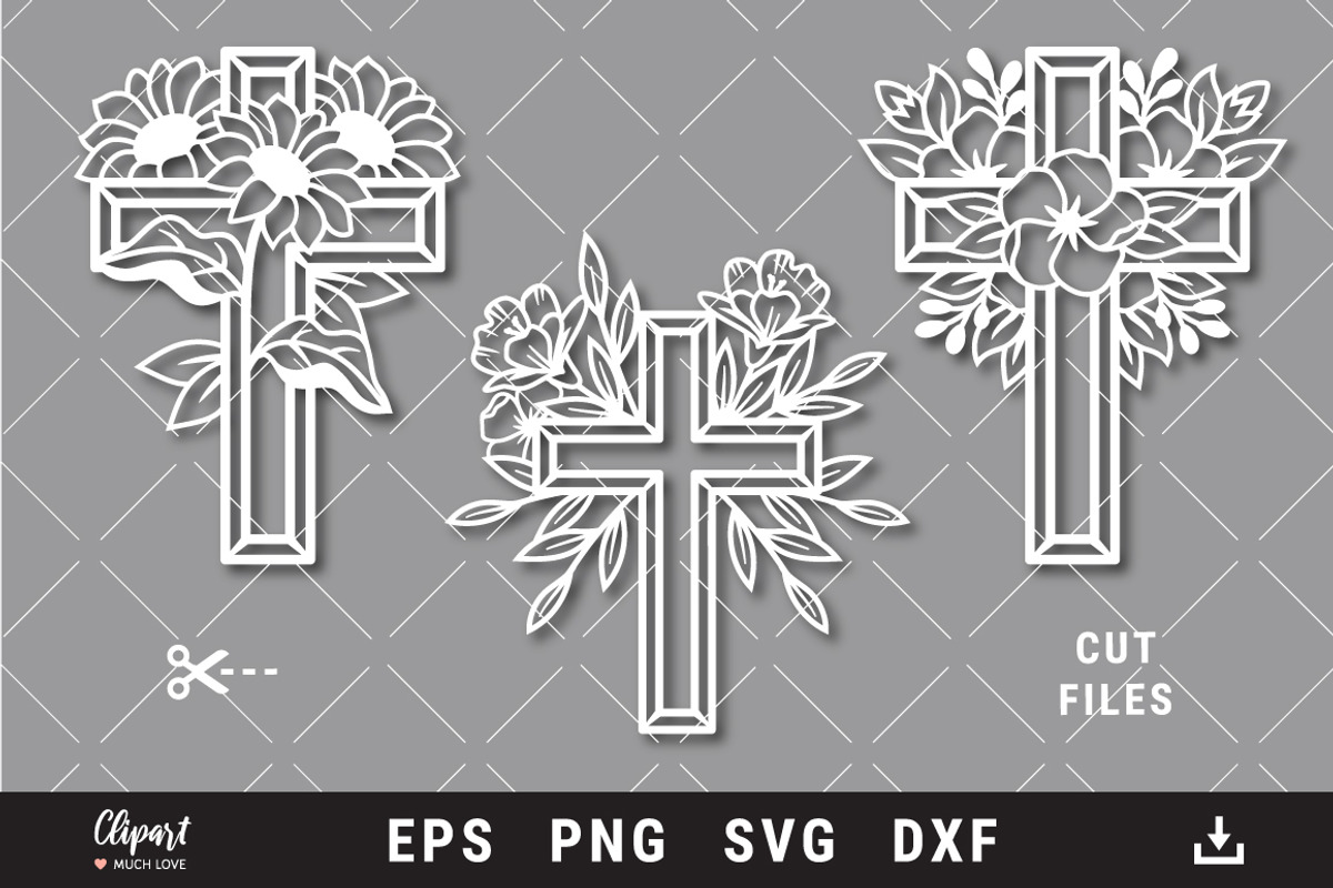 Religious Flower Crosses SVG files, an Object Graphic by ClipartMuchLove (Photo 5 of 7)