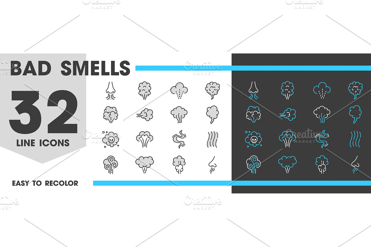 Bad smell and smoke, toxic, an Object Illustration by Vector Tradition