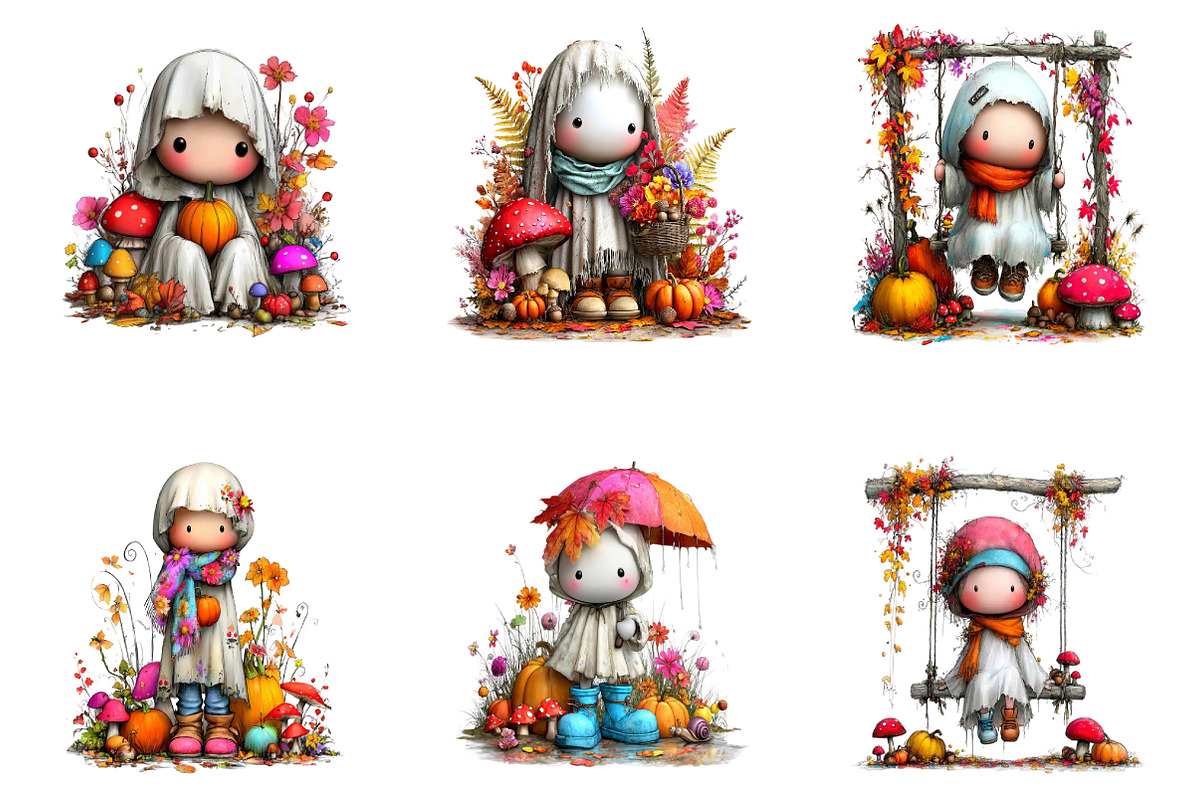Cute Ghost Clipart Bundle, a Seasonal Illustration by CreationArt (Photo 6 of 7)
