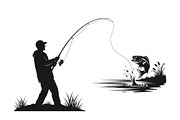 Fishing Silhouette Vector Bundle, an Illustration by hafijul (Thumbnail 3 of 51)