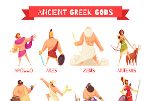 Ancient Greek Gods Cartoon Figures