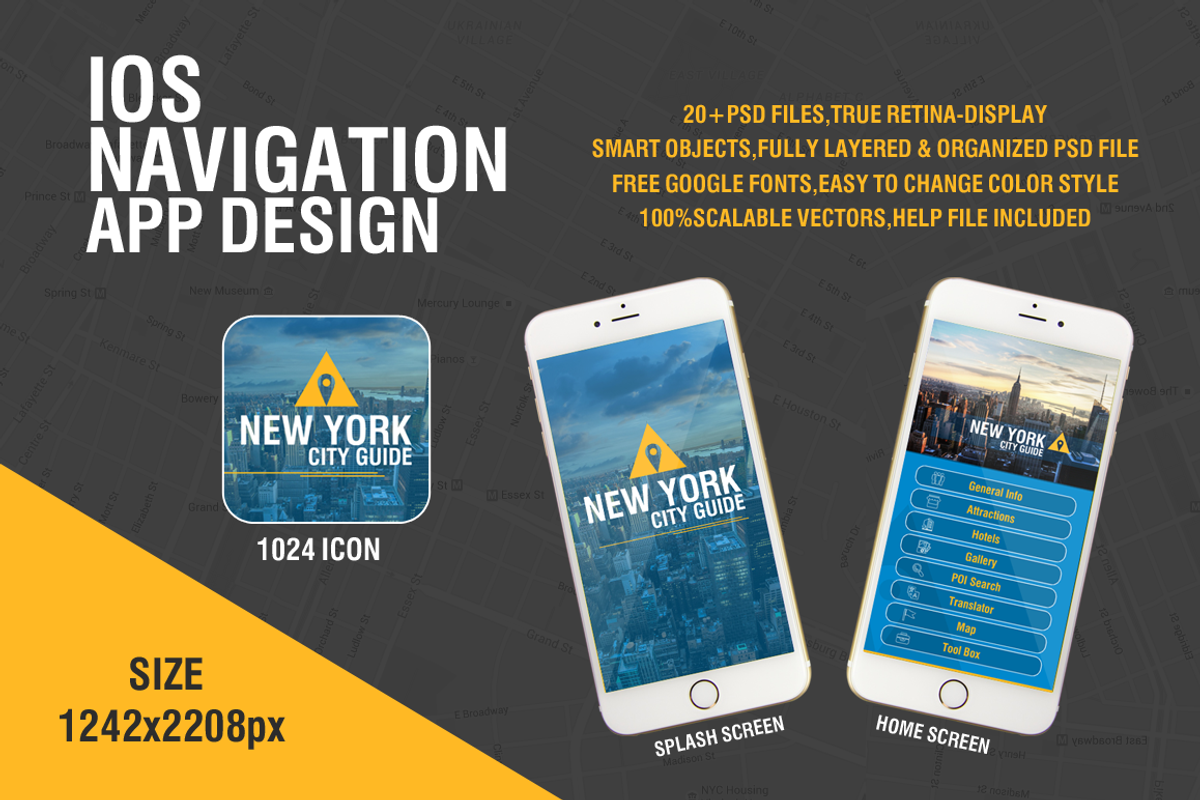 Navigation IOS App Design, an UI Kit Template by SyfixDesigns (Photo 1 of 6)