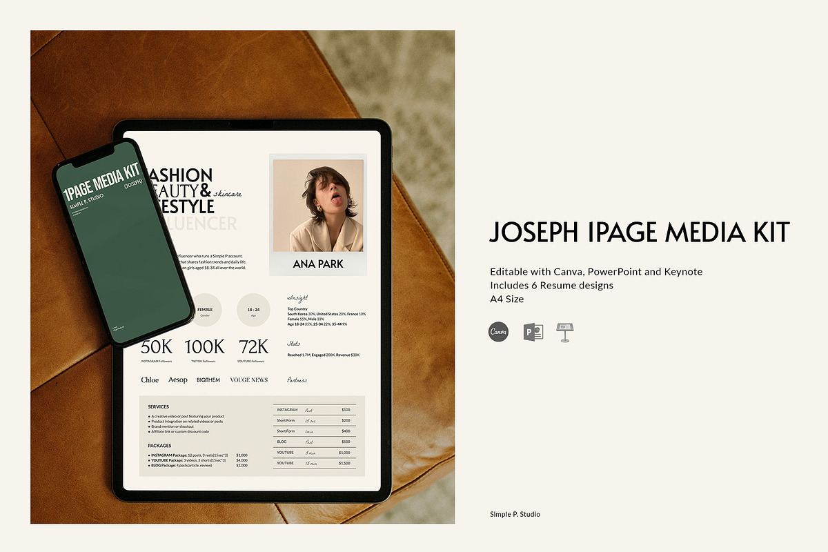Joseph 1Page Media Kit, a Marketing Template by Simple P. (Photo 2 of 8)