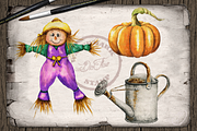 Scarecrow Watercolor Illustration, a Decorative Illustration by DioFlow (Thumbnail 5 of 6)