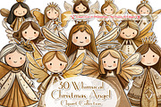 30 Whimsical Christmas Angel Clipart, a Seasonal Illustration by V Design Creator (Thumbnail 1 of 10)