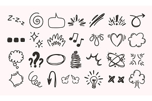 Manga expression symbols. Hand drawn, an Object Illustration by winwin.art