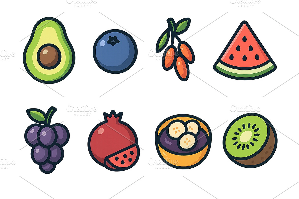 Colorful assortment of fresh fruits, a Food Illustration by ZinetroN