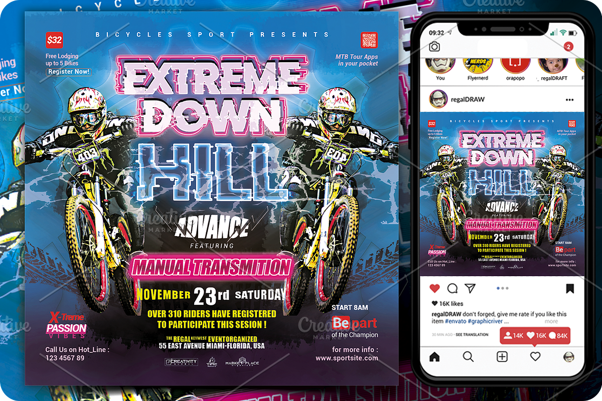 Downhill Sport Event Flyer, a Flyer Template by regalDRAW (Photo 1 of 6)