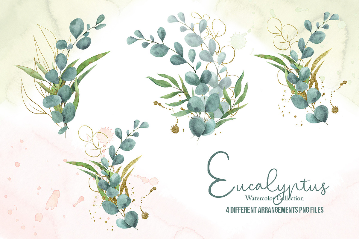 Watercolor Eucalyptus SET, a Decorative Illustration by TanataDesign (Photo 2 of 16)