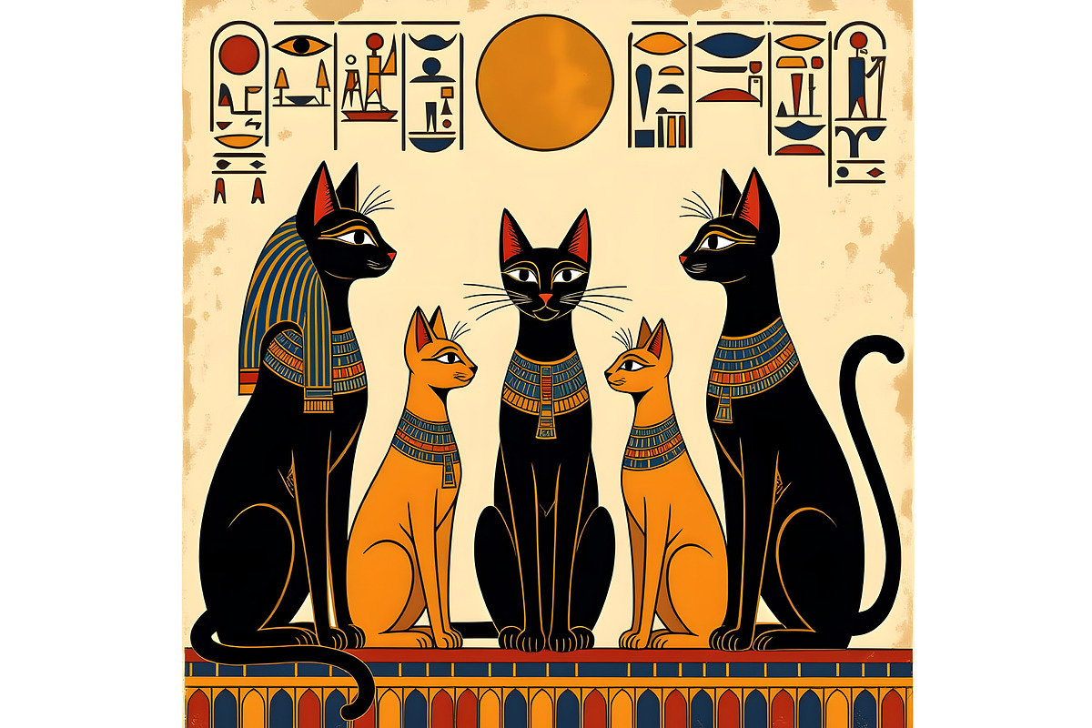 Egyptian Cats, an Animal Illustration by Sharon Schwalbe