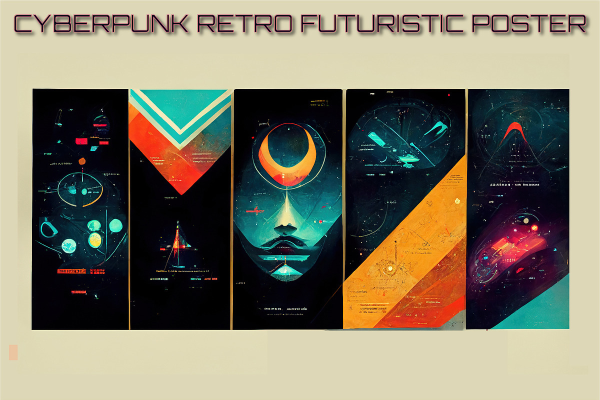 Cyberpunk retro futuristic poster, a Print Template by ZinetroN (Photo 5 of 10)