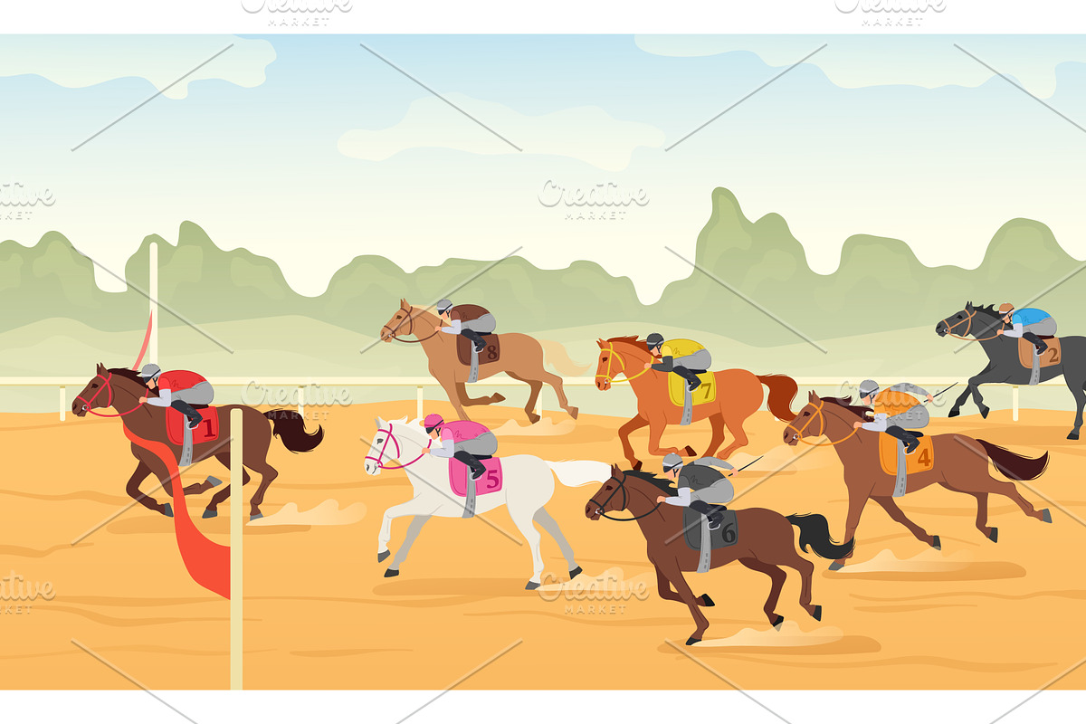 Horse race finish line. Equestrian, a Sport Illustration by winwin.art