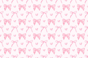 Pink Bows & Hearts Seamless Pattern